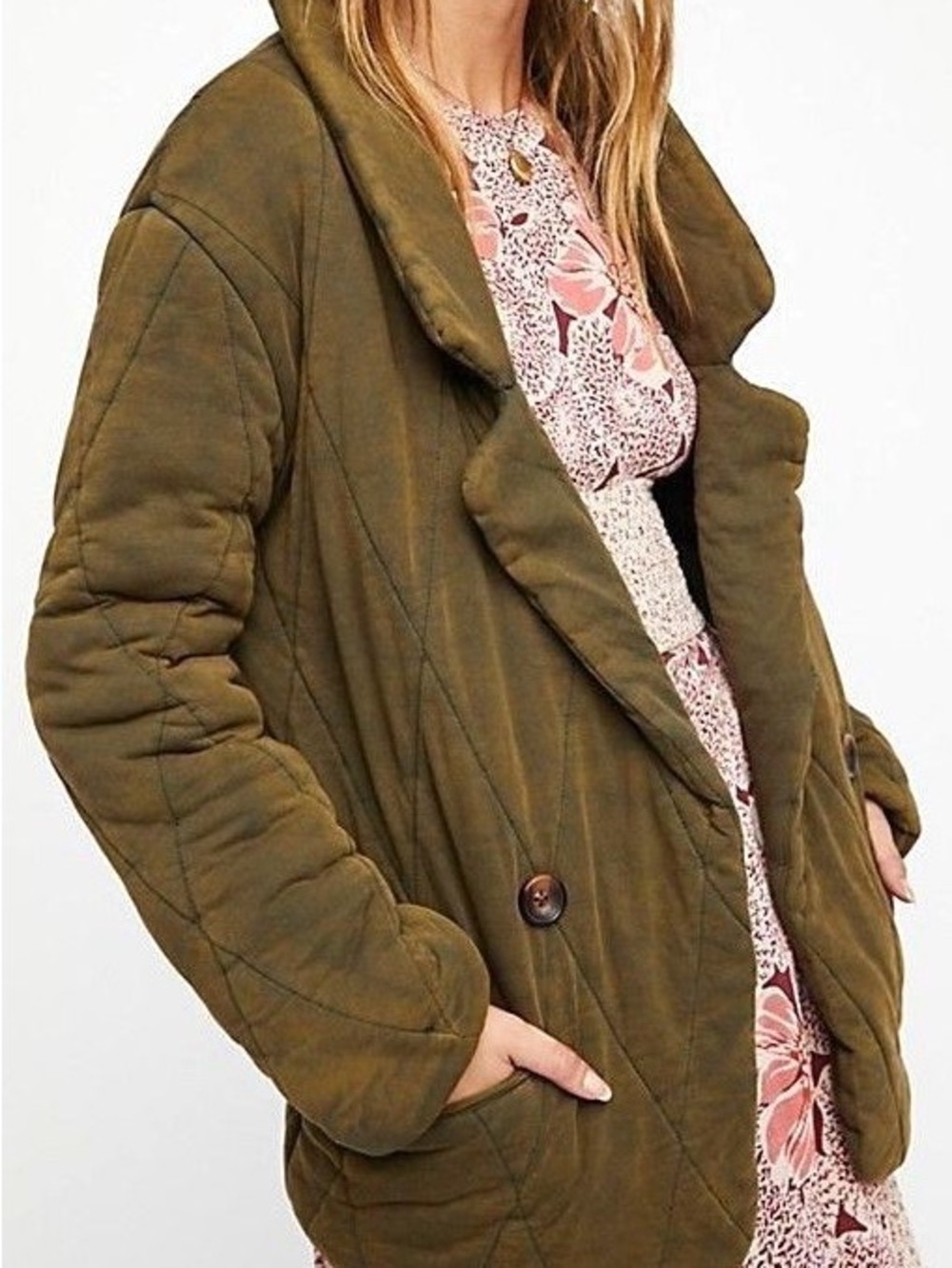 Free People Tawny Puffer Pillow Jacket -Oversized Quilted Blazer-  Size Large